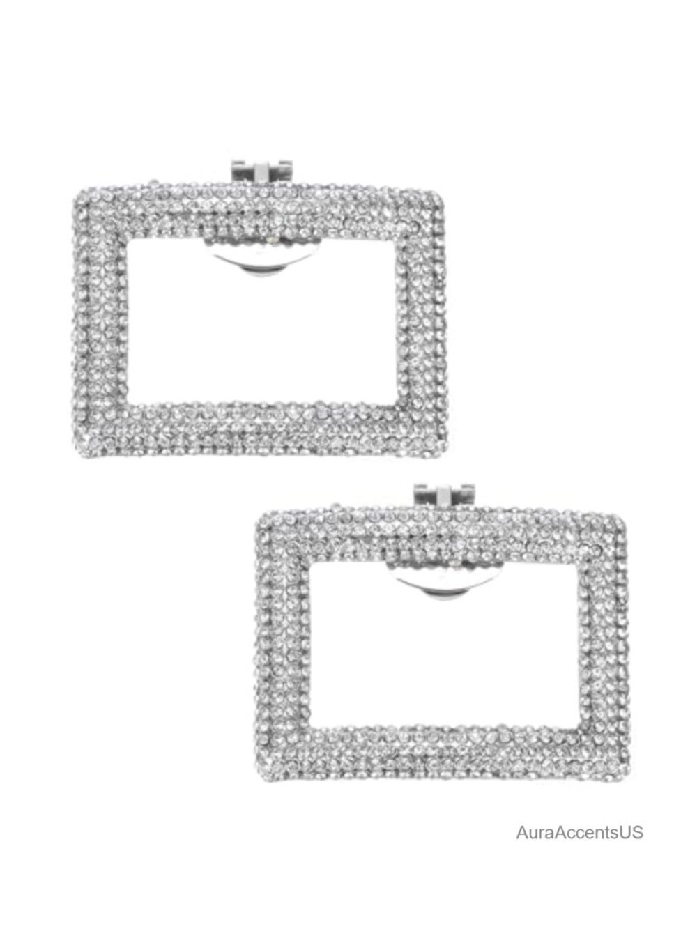 Rhinestone Shoe Clips Detachable Rectangular Buckles for Heels DIY